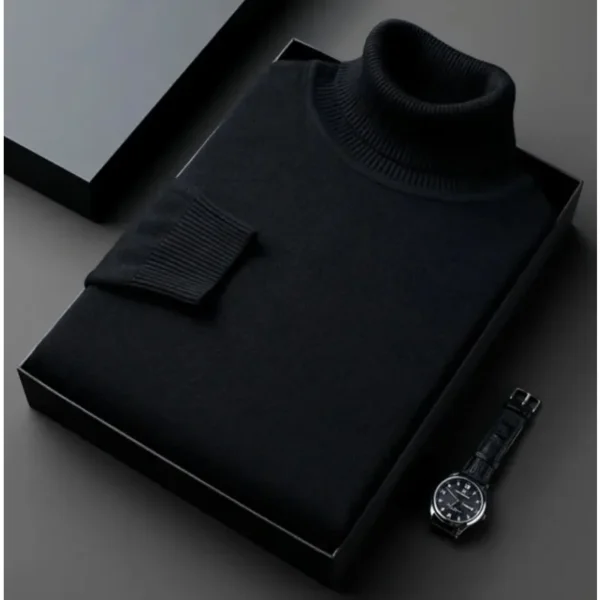 Suéter de cuello alto de punto de alta calidad para hombre, ropa de chándal antipelusas, jersey de manga larga ajustado, ropa de tendencia de Color sólido - Imagen 4