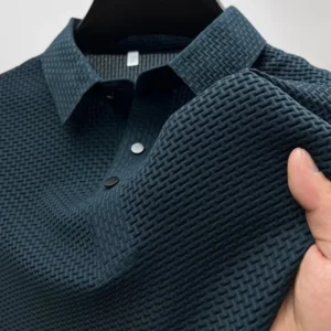 Camiseta de manga corta para hombre, POLO fresco y transpirable de seda helada, Top informal de negocios que absorbe el sudor Ropa de marca, novedad de verano