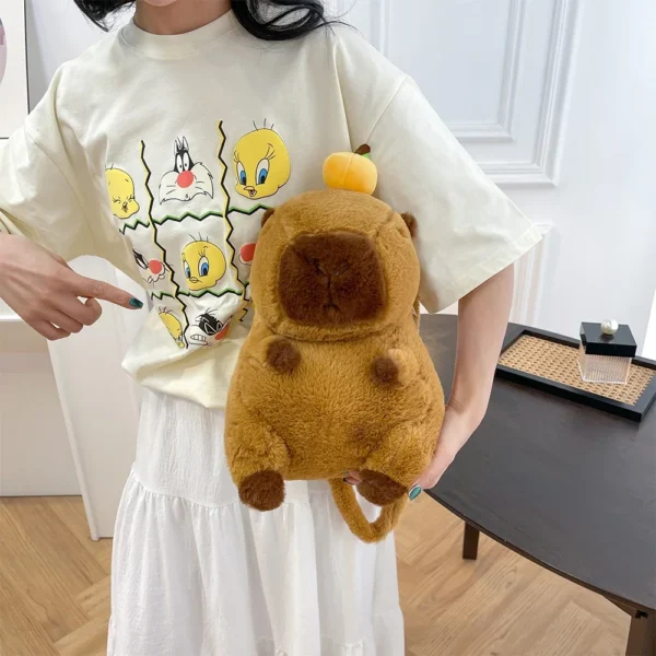 Muñeca de peluche Kawaii, mochila de felpa de capibara, bolso para niños, bolso de hombro de juguete, Mini mochila, bolsos, regalos para novia - Imagen 7