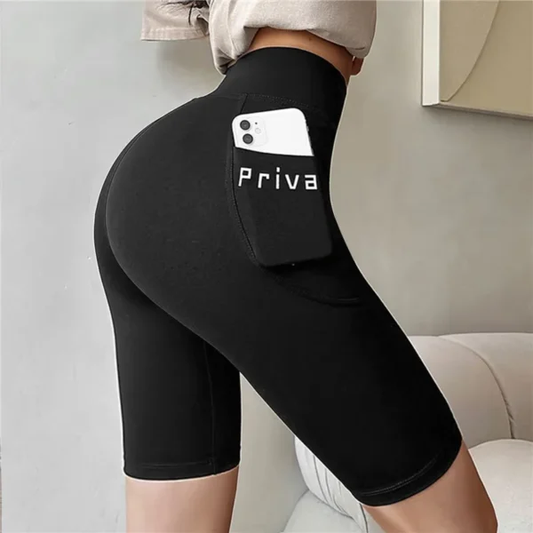 Pantalones cortos deportivos de Yoga para mujer, pantalones cortos de Fitness de cintura alta, ropa de calle informal, pantalones cortos ajustados para mujer, pantalones de entrenamiento - Imagen 4