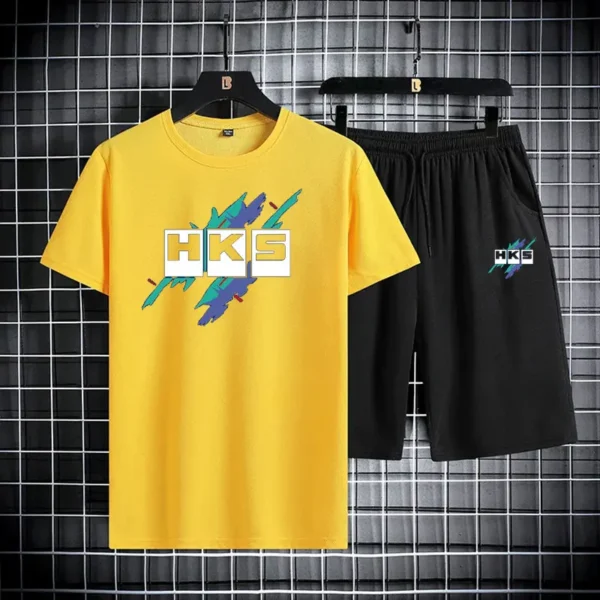 Traje deportivo informal de moda para hombre de verano, traje deportivo de secado rápido, camiseta de manga corta + Pantalones cortos de 2 piezas - Imagen 4