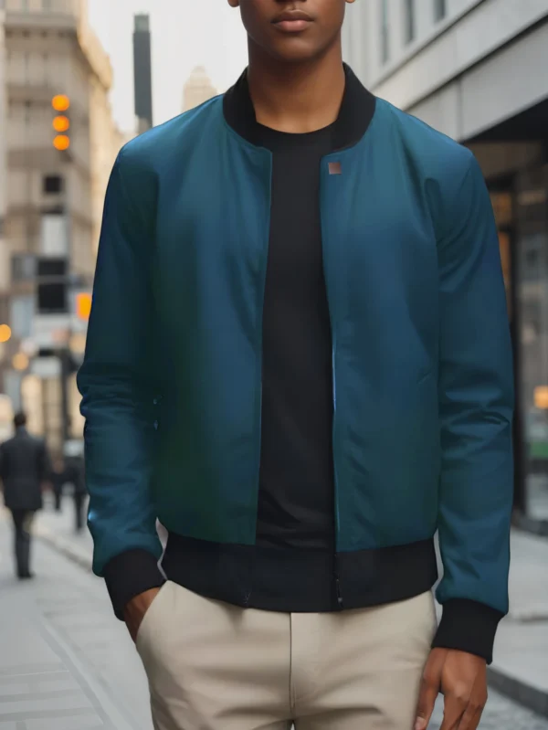 Chaqueta corta holgada de Color sólido con cuello de béisbol para hombres de negocios Casual abrigo fino tendencia - Imagen 13