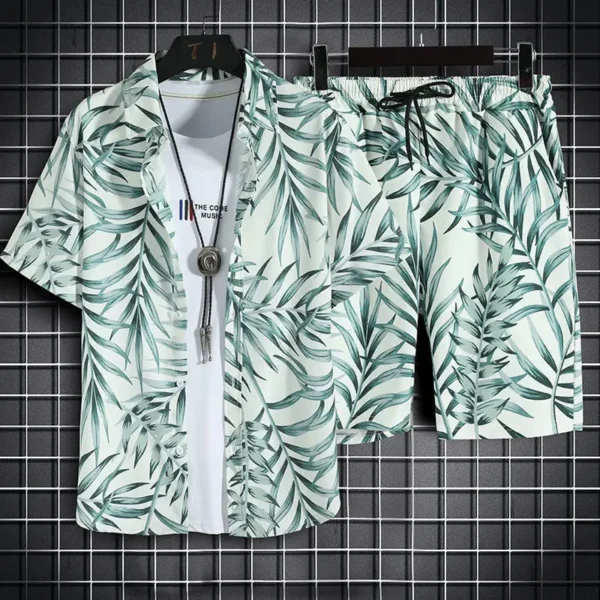 Ropa de playa para hombre, conjunto de 2 piezas, camisa hawaiana y pantalones cortos de secado rápido, ropa de moda para hombre, trajes informales estampados de verano - Imagen 10