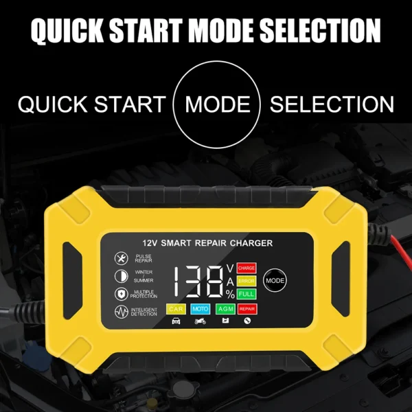 Cargador inteligente para motocicleta y camión, cargador de batería automático para coche, Gel de plomo ácido, húmedo y seco, 12V, 6A, pantalla LCD Digital, reparación de pulsos - Imagen 5