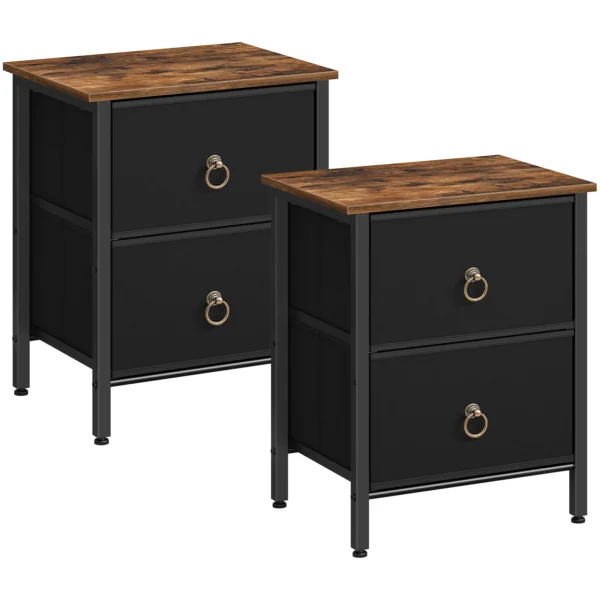 Mesita de noche pequeña para dormitorio, mueble de 2 cajones, mesita de noche, mesa lateral