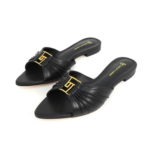 Zapatillas antideslizantes puntiagudas a la moda para mujer, zapatillas de marca de lujo para exteriores con parte inferior plana de cuero, talla grande 34-44 - Imagen 13