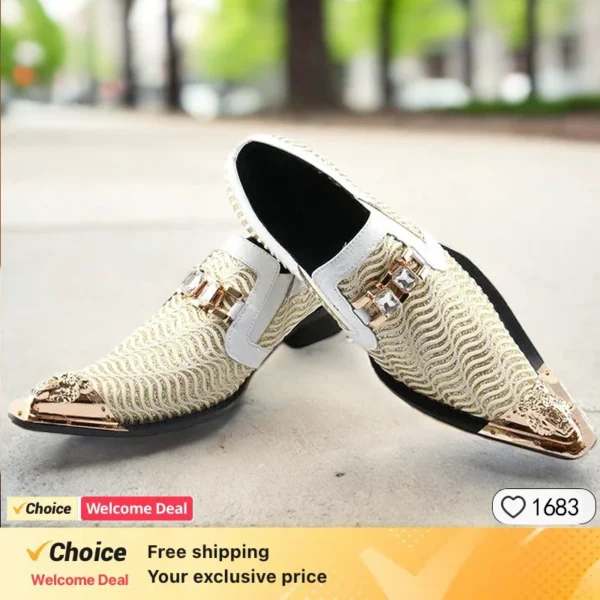 Zapatos de cuero negro para hombre, zapatos de vestir con gorra de Metal frontal, zapatos de diseñador para hombre, mocasines de lujo, talla 46 47 48 49 - Imagen 6