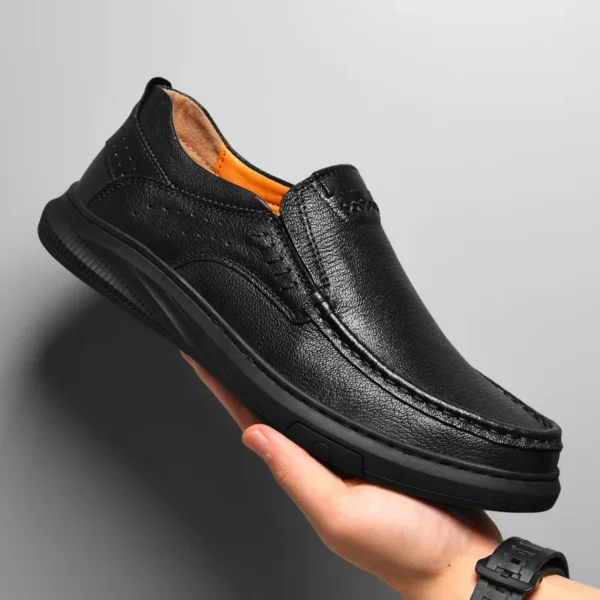 Zapatos de cuero de vaca de capa superior para hombre, zapatos informales para primavera y verano, suela suave, cómodos zapatos de conducción de cuero genuino para hombre - Imagen 4