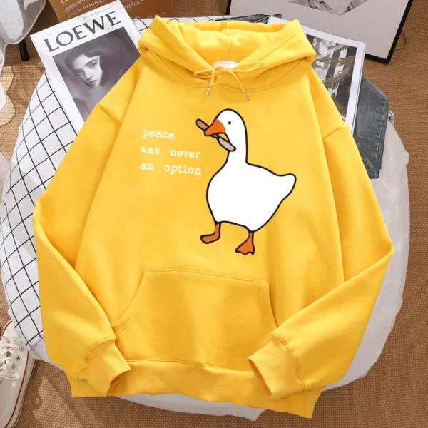 Sudadera estampada hombres calle de gran tamaño otoño con capucha Hipster sudaderas con capucha suaves Hip Hop ropa deportiva cálida La paz nunca fue una opción - Imagen 2