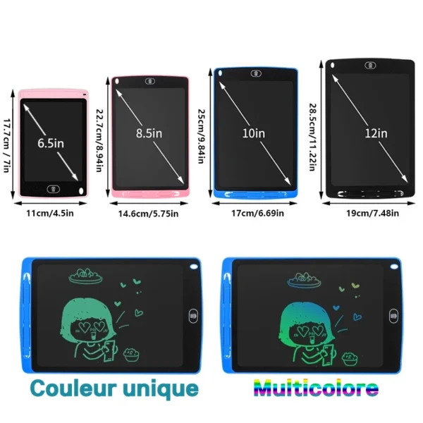 Tablero de dibujo LCD de 6,5/8,5/10/12 pulgadas, tableta de escritura, pizarra mágica de dígitos, herramienta de pintura artística, juguetes para niños, juego mental, regalo para niños - Imagen 2
