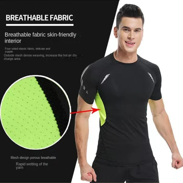 Camisas de compresión para correr para hombre, camisetas deportivas de manga corta para gimnasio, sudadera de secado rápido para Fitness, chándal para correr, camisetas atléticas - Imagen 6