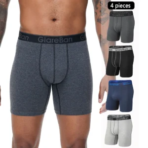 Conjunto de 4 Uds. De calzoncillos Boxer de longitud media, ropa interior para hombre, calzoncillos masculinos transpirables de algodón para hombre, Boxershorts, bragas suaves
