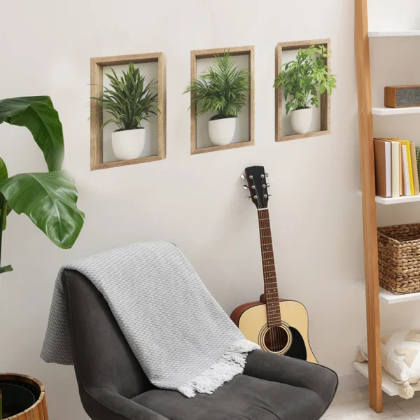 Pegatina de pared con diseño de plantas, pegatina de pared con patrón de maceta, decoración de pared de fondo y embellecimiento, accesorios para el hogar 3 uds - Imagen 2