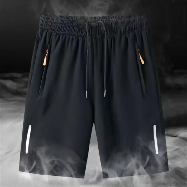 Pantalones cortos deportivos ultrafinos para hombre, Shorts informales de seda de hielo para playa, Jogging, secado rápido, con cremallera, holgados, para gimnasio, Verano - Imagen 2