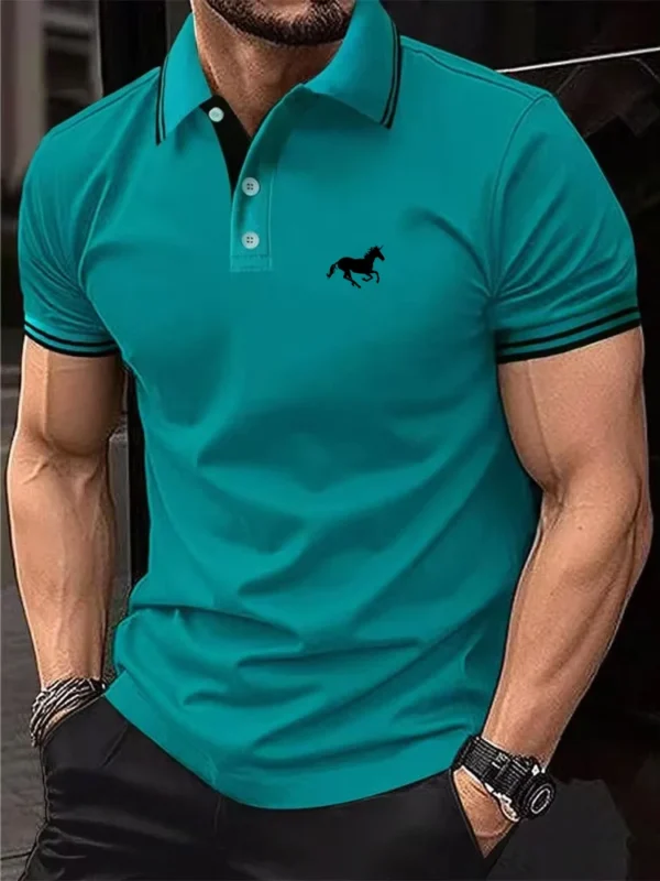 Camiseta para hombre, Polo clásico de manga corta, camiseta informal de verano con solapa de botón, Polo informal de S-3XL súper grande - Imagen 4