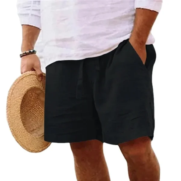 Pantalones cortos de lino para hombre, Shorts ligeros de algodón para gimnasio, playa, Fitness, deporte, transpirables, Verano - Imagen 2