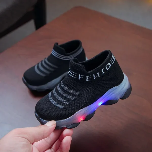 Zapatillas de deporte para niños, niñas y niños, calcetines luminosos Led de malla con letras, zapatillas deportivas para correr, zapatos infantiles con luz - Imagen 8