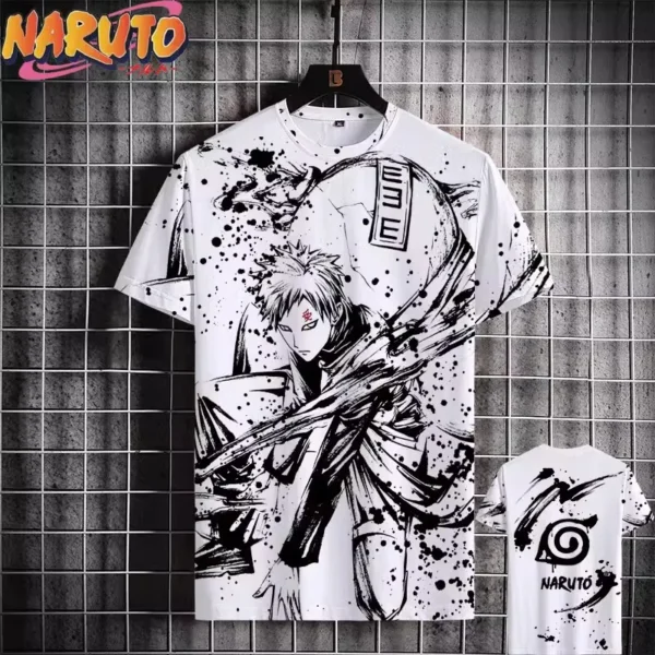 Camiseta MINISO Naruto para hombre, camisetas de manga corta informales con estampado 3D de Anime japonés, ropa de calle de gran tamaño, camisetas de dibujos animados a la moda - Imagen 11