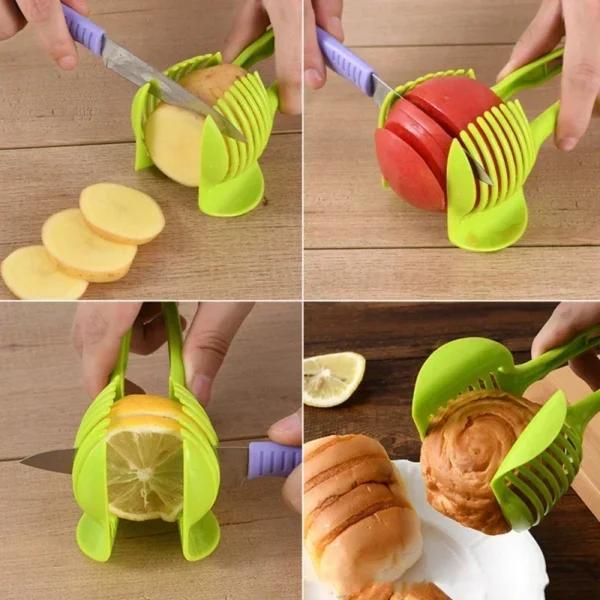 Rebanador de tomate de mano, Clip para pan, frutas, verduras, corte, patatas, manzana, utensilio, accesorios de cocina - Imagen 4