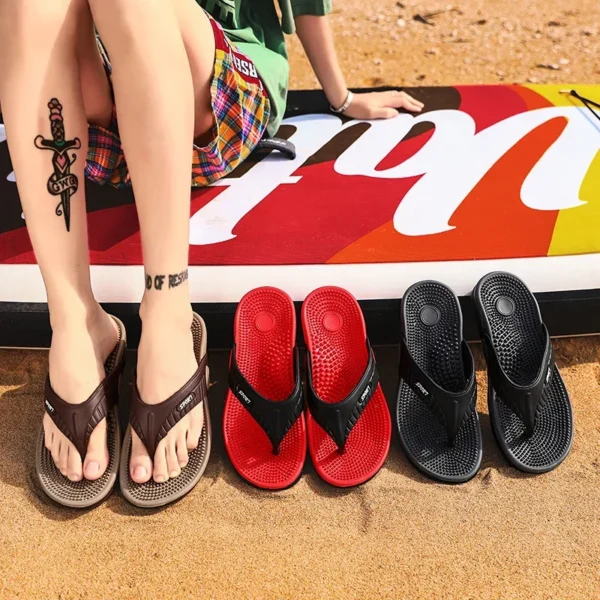 Chanclas de masaje para hombre, zapatos de playa transpirables de verano, sandalias, chanclas de lujo para hombre, zapatillas transpirables de talla grande 46 - Imagen 5