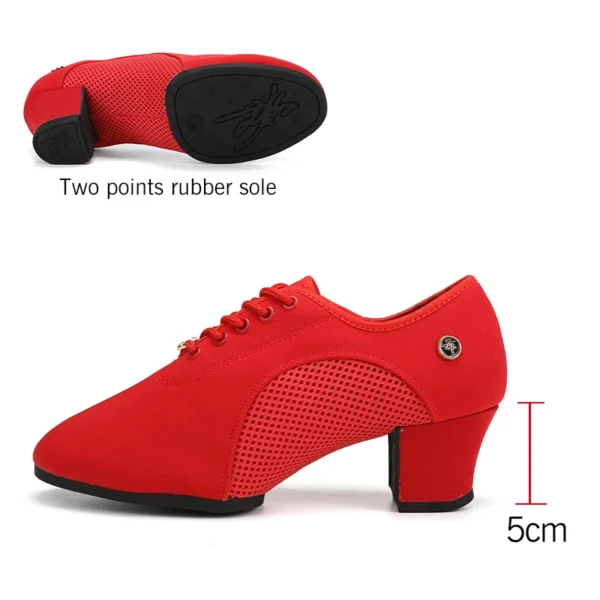 Zapatos de baile de salón latino para mujer con cordones práctica punta cerrada zapatos de baile modernos para enseñanza de baile de Salsa - Imagen 21