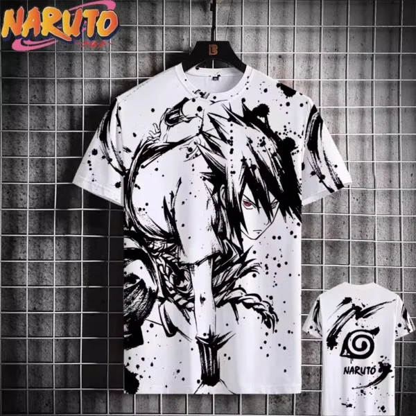 Camiseta MINISO Naruto para hombre, camisetas de manga corta informales con estampado 3D de Anime japonés, ropa de calle de gran tamaño, camisetas de dibujos animados a la moda - Imagen 5