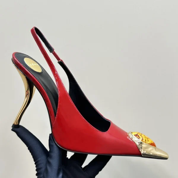 Tacones altos de temperamento puntiagudo de metal con gema para mujer con sandalias vacías sexy - Imagen 6