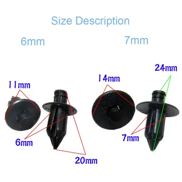 20 piezas motocicleta 6mm 7mm remache carenado cuerpo embellecedor Panel sujetador Clips de tornillo Universal para Suzuki Kawasaki Yamah - Imagen 3