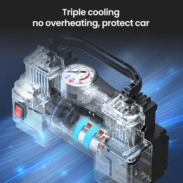 Compresor de aire portátil de servicio de 150PSI, inflador de neumáticos de coche, bomba eléctrica, bomba inflable, neumáticos universales para motocicleta y coche de todos los tamaños - Imagen 3
