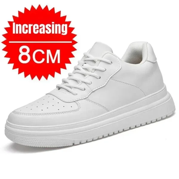 Zapatos con aumento De altura para Hombre, Zapatillas con elevador Invisible De 10cm, Zapatillas deportivas De cuero blanco, Zapatillas De Hombre talla grande 46 - Imagen 6