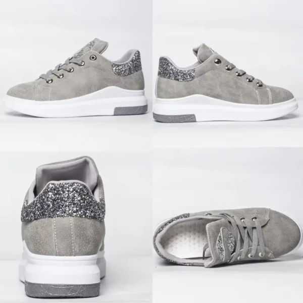 Zapatos de mujer, zapatillas de deporte, zapatos casuales suaves y cómodos, zapatos planos de moda para mujer, zapatos femeninos de PU - Imagen 5