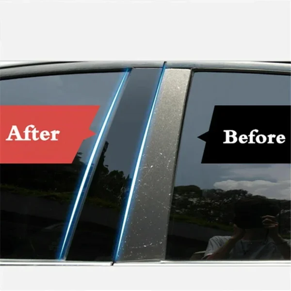 Cubierta embellecedora de ventana de coche para Mazda 3 Mazda3 Axela BP Sedan 2019 ~ 2024 2025 postes de puerta de pilar pegatinas de columna accesorios brillantes 8 Uds - Imagen 3
