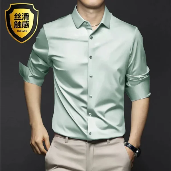 Camisa de manga larga para hombre, vestido de negocios resistente a las arrugas, sin hierro, traje informal profesional de alta gama, camisa blanca, S-5XL - Imagen 5