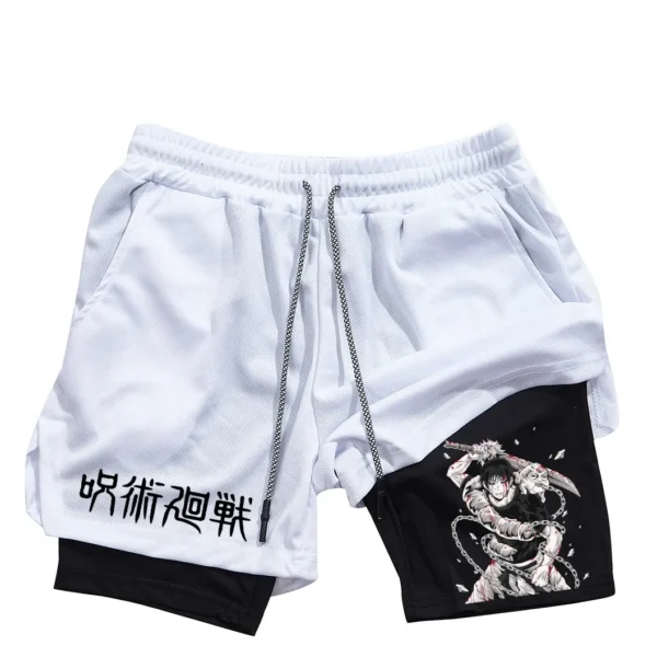 Pantalones cortos deportivos con estampado de Toji para hombre, Shorts deportivos informales de entrenamiento, malla para correr, 2 en 1 - Imagen 12
