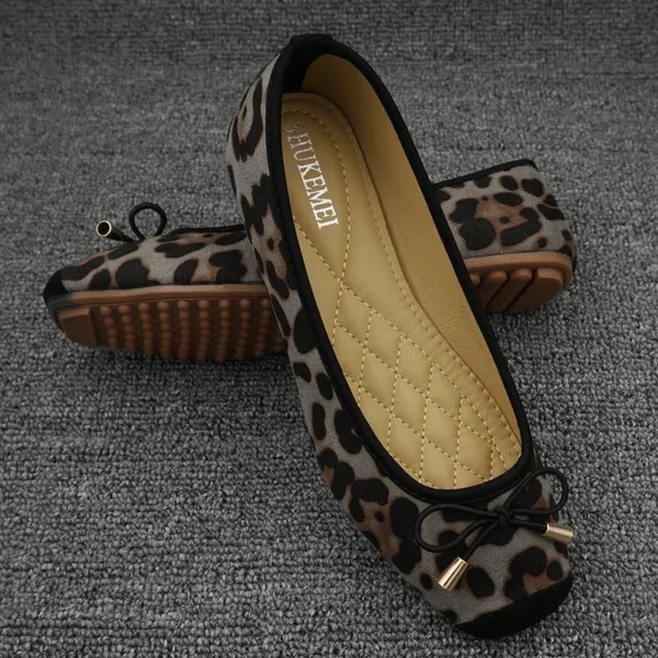Zapatos de primavera y verano para mujer, bailarinas planas con lazo, zapatos de marca para mujer, talla grande 42, leopardo DX295 - Imagen 3