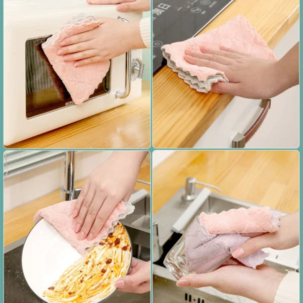 Accesorios de cocina paño de microfibra súper absorbente vajilla toalla de limpieza del hogar utensilios de cocina Gadget ALI253 5/10PC - Imagen 4