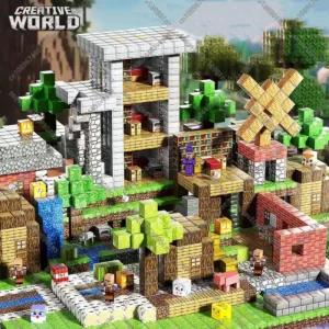 Bloques de construcción magnéticos, cubo magnético, juego de juguetes del mundo de la mina, cubos apilables sensoriales Montessori, juego de construcción, regalo de cumpleaños