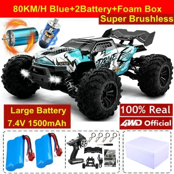 Coche todoterreno con Control remoto 4WD, Buggy de alta velocidad 4x4 RC, súper sin escobillas, 50 o 80 KM/H, juguete de carreras de deriva rápida para niños y adultos - Imagen 24