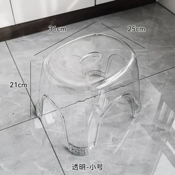 Taburete antideslizante de acrílico para ducha de baño, taburete bajo pequeño transparente para niños, hogar, sala de estar, baño, muebles modernos simples - Imagen 7