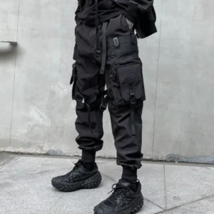 Ropa técnica táctica con cintas multibolsillos para hombre, pantalones Cargo Harajuku Punk Hip Hop, pantalones para correr, ropa de calle informal