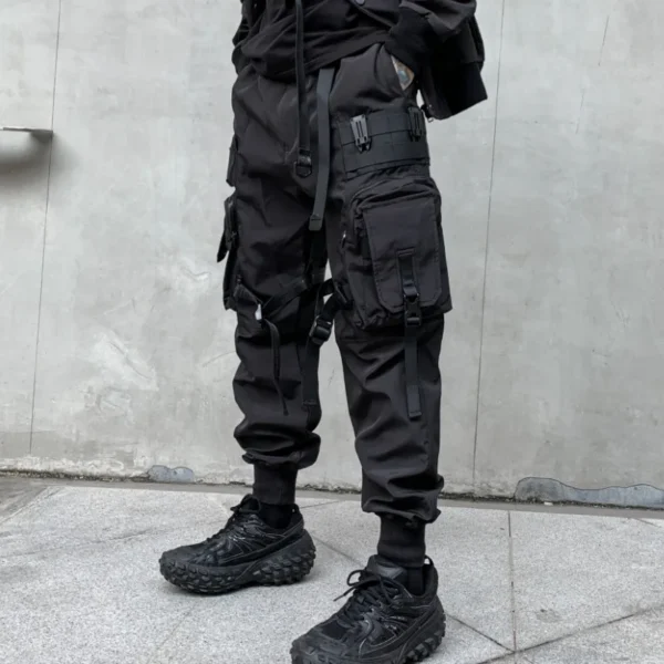 Ropa técnica táctica con cintas multibolsillos para hombre, pantalones Cargo Harajuku Punk Hip Hop, pantalones para correr, ropa de calle informal