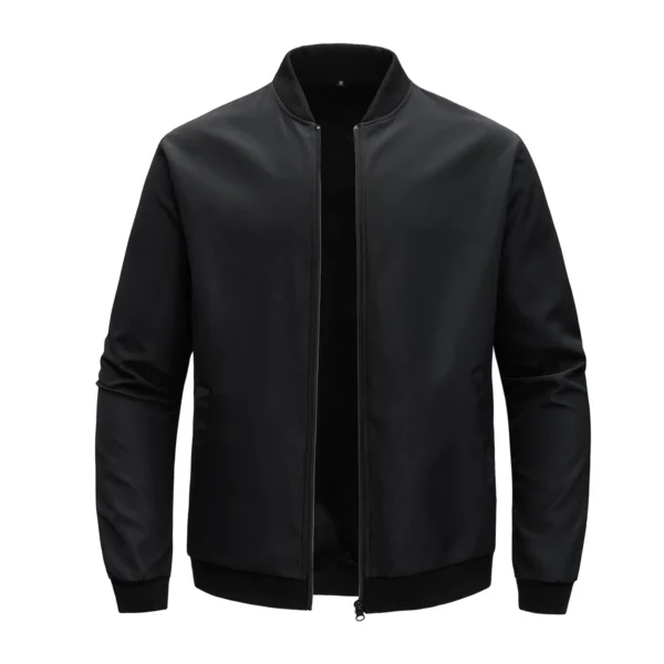 Chaqueta corta holgada de Color sólido con cuello de béisbol para hombres de negocios Casual abrigo fino tendencia - Imagen 12