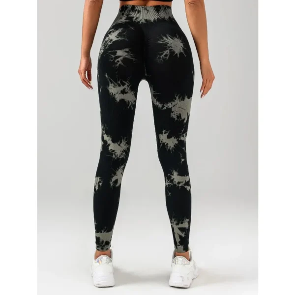 mallas de gimnasio de cintura alta, pantalones de Yoga, mallas sin costuras para mujer, cintura alta Paquete de 3 mallas sin costuras para entrenamiento Tie Dye para mujer, - Imagen 6