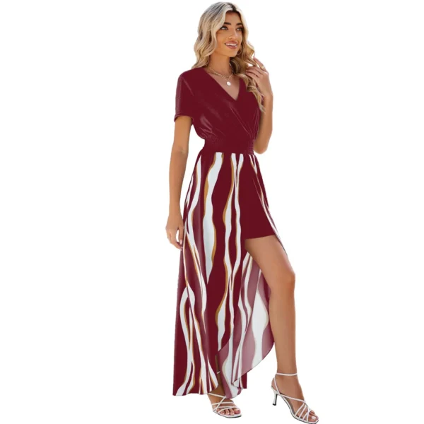 Vestido suelto Mujer Vestidos ceñido al cuerpo Vestidos largos Verano Sexy mujer ropa moda cuello pico manga corta Bohemia playa - Imagen 9