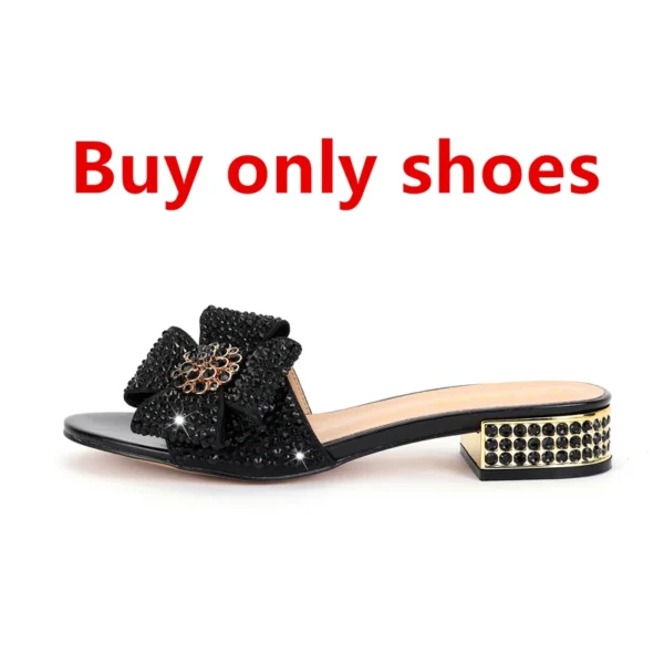 Zapatos para mujer, bolso de mano de lujo con diamantes de imitación, tacón plano, diamante, zapatillas planas de talla grande con piedra, bolso de cena 34-44 - Imagen 16