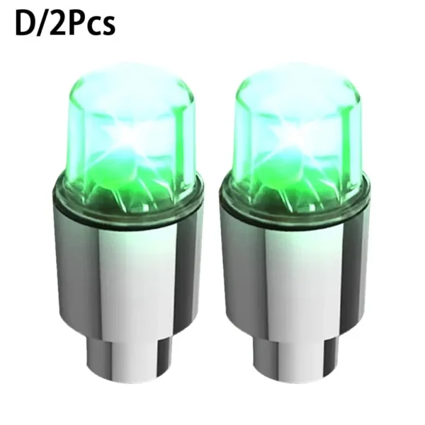 Luces LED de Flash para rueda de coche, tapas de válvula de boquilla de neumático, luminosa Lámpara decorativa de advertencia, accesorios para rueda de motocicleta y bicicleta, 2 piezas - Imagen 8