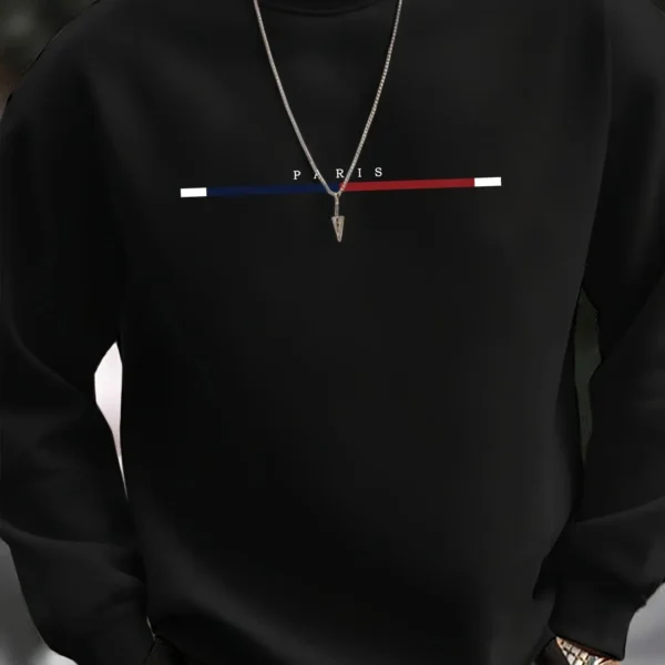 Sudadera deportiva informal de otoño e invierno para hombre, holgada, de gran tamaño, con estampado de París, jersey cálido de lana, sudadera de manga larga con cuello redondo - Imagen 8