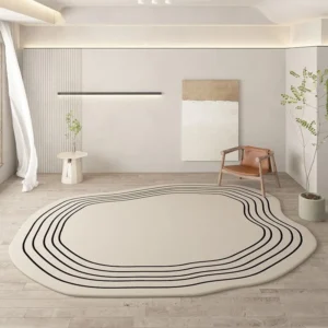 Alfombra ovalada Irregular para sala de estar, decoración de Color crema, dormitorio, mesita de noche, alfombra suave, alfombra grande antideslizante esponjosa para niños personalizable