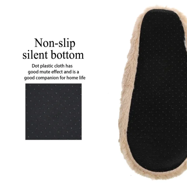 Zapatilla de casa para mujer, piel de invierno, felpa cálida, agarre antideslizante, interior, esponjoso, perezoso, orejas de ratón, zapatos peludos, lindo y divertido - Imagen 6