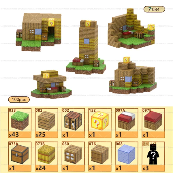 Bloques de construcción magnéticos, cubo magnético, juego de juguetes del mundo de la mina, cubos apilables sensoriales Montessori, juego de construcción, regalo de cumpleaños - Imagen 14